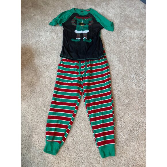 Holiday Traditions Elf-Themed Christmas Pajama Set Adult M Stripe‎ Red/Green - Picture 1 of 6